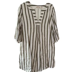 Soft Surroundings LINEN White and Black Striped Dress